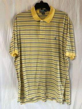 Ralph Lauren Yellow Polo with Navy & White Stripes and Blue Pony